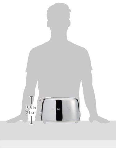 SMEG 2 Slice Toaster with 6 Presets and Defrost Function and Removable Crumb Tray TSF01SSMUS, Stainless Steel