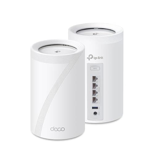 TP-Link 𝐃𝐞𝐜𝐨 BE63 Tri-Band WiFi 7 BE10000 Whole Home Mesh System- 6-Stream 10 Gbps, 4x2.5G Ports Wired Backhaul, 4X Smart Internal Antennas, VPN, MU-MIMO, HomeShield, Free Expert Support (2-Pack)