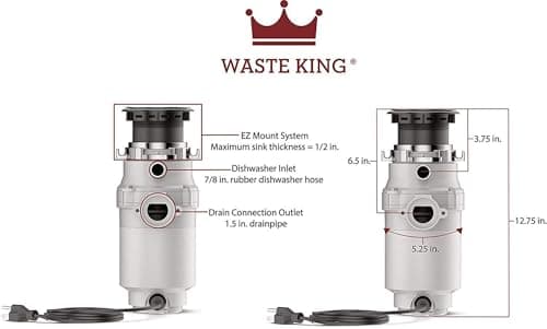 Waste King Garbage Disposal for Kitchen Sink with Power Cord, L-1001