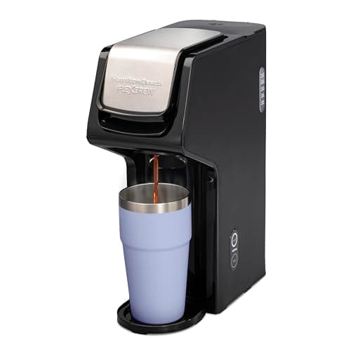 Hamilton Beach 49918 FlexBrew Single-Serve Coffee Maker Compatible with Pod Packs and Grounds, 14 oz, Black, Stainless - Fast Brew