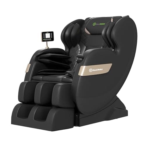 Real Relax 2025 Full Body Massage Chair of Dual-core S Track,Shiatsu Massage Recliner of Zero Gravity with APP and LCD Control,Lower Back and Calf Heating,Bluetooth,Home or Office Use,Black
