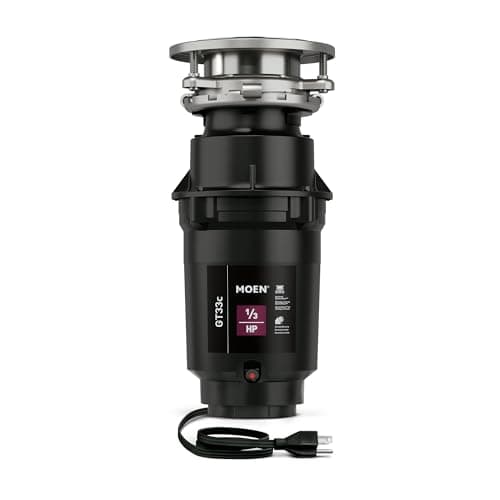 Moen GT33C Lite Series 1/3 Horsepower Continous Feed Garbage Disposal featuring Fast Track Technology, Power Cord Included