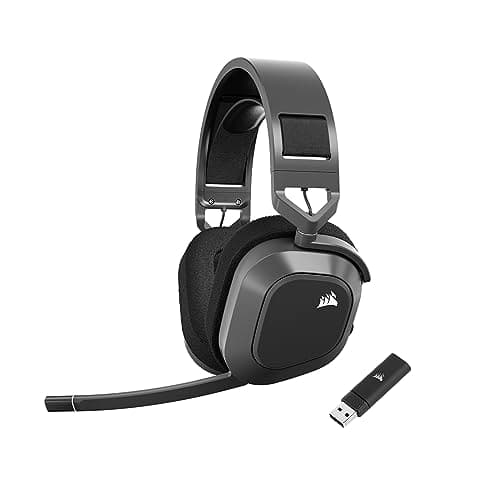Corsair HS80 MAX Wireless Multiplatform Gaming Headset with Bluetooth – Dolby Atmos – Broadcast Quality Microphone – iCUE Compatible – PC, Mac, PS5, PS4, Mobile – Steel Gray