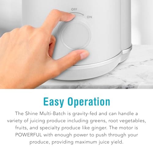 Shine Multi-Batch Compact Cold Press Juicer SMB-1, Hands-Free, Hopper Continuous Feed, Portable