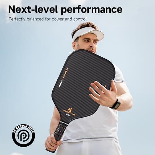 V7 Pro Pickleball Paddle – 3K Raw Carbon Fiber Pickle Ball Paddles with 16mm Polypropylene Core, 3D PulseGrip Handle, – Pickleball Rackets Ideal for All Skill Levels
