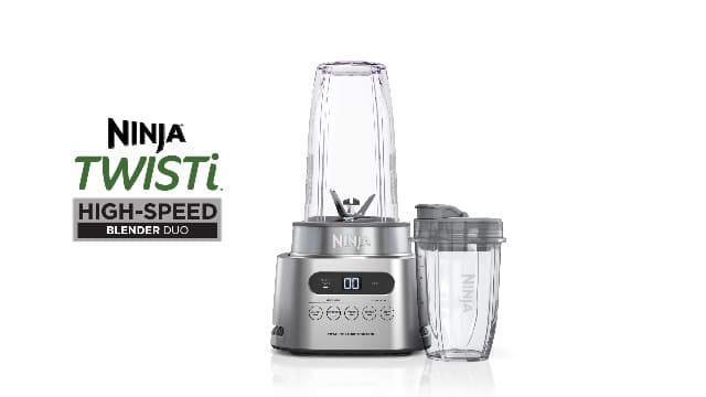 Ninja SS151 TWISTi Blender DUO, High-Speed 1600 WP Smoothie Maker & Nutrient Extractor* 5 Functions Smoothie, Spreads & More, smartTORQUE, 34-oz. Pitcher & (2) To-Go Cups, Gray