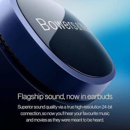 Bowers & Wilkins Pi8 Wireless Earbuds (Midnight Blue), in-Ear Bluetooth Earphones with Qualcomm Chipset & aptX Lossless, Active Noise Cancelling Earbuds, 3 Built-in Mics, 15-Min Quick Charging