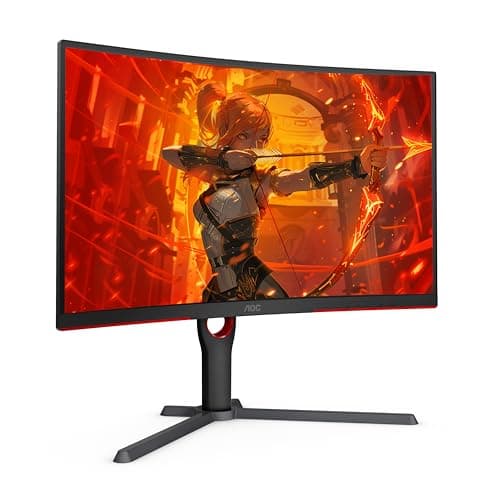 AOC CQ27G3Z 27" Curved Gaming Monitor, QHD 2K 2560x1440, 1000R VA, 240Hz 0.5ms, FreeSync Premium, Height Adjustable Stand, Xbox PS5 Switch, 3-Year Zero-Bright-dot,Black