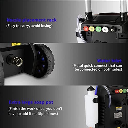Suyncll Pressure Washer, 2.1GPM Electric Power Washer,2000W High Pressure Washer, Professional Washer Cleaner, with Soap Bottle and Hose Reel, Best for Cleaning Cars,Driveways,Patios