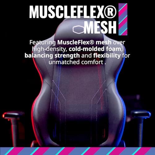 Cooler Master Hybrid 1 Ergonomic Gaming Chair MuscleFlex® Mesh, Cold-Molded Foam, Steel Frame | Aluminum Base. 180 Reclining, Adjustable Lumbar Support | Gas Lift, 360° Swivel for PC Game | Office
