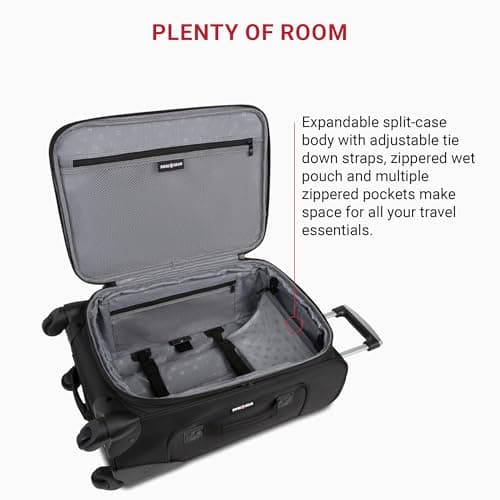 SwissGear Sion Softside Expandable Luggage, Black, Carry-On 21-Inch