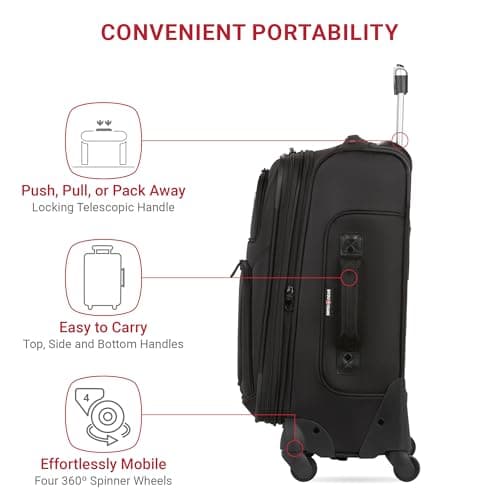 SwissGear Sion Softside Expandable Luggage, Black, Carry-On 21-Inch