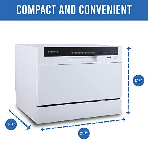 Farberware Portable Countertop Dishwasher - 7-Program System for Home, RV, and Apartment - Wash Dishes, Glass, and Baby Products - Hookup Required