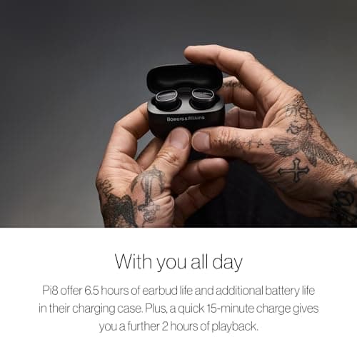 Bowers & Wilkins Pi8 Wireless Earbuds (Midnight Blue), in-Ear Bluetooth Earphones with Qualcomm Chipset & aptX Lossless, Active Noise Cancelling Earbuds, 3 Built-in Mics, 15-Min Quick Charging