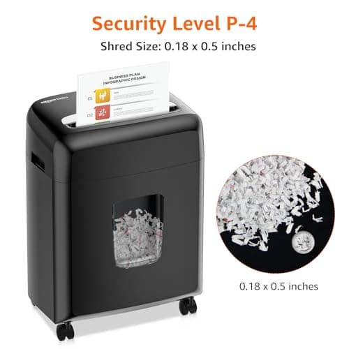 Amazon Basics Micro Cut Paper Shredder, CD, and Credit Card Shredder, 8 Sheet (New Model), Black