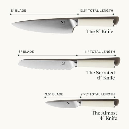 Material, Knife Trio, Carbon Stainless Steel Japanese Chef's Knife for Chopping and Cutting, Razor-Sharp Strong Blade, Cool Neutral, Material Kitchen