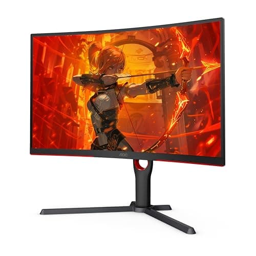 AOC CQ27G3Z 27" Curved Gaming Monitor, QHD 2K 2560x1440, 1000R VA, 240Hz 0.5ms, FreeSync Premium, Height Adjustable Stand, Xbox PS5 Switch, 3-Year Zero-Bright-dot,Black