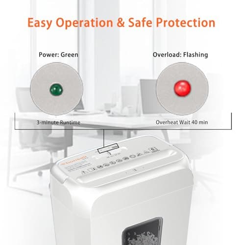 Bonsaii Low Noise Operation Paper Shredder, 6-Sheet Cross-Cut, Credit Card Shredder, Home Office, Handle for Document, Mail, Staple, 3.4 Gal Wastebasket, Easy-Carry Handle, White(C237-B)