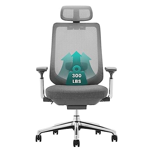 COLAMY Ergonomic Mesh Office Chair, High Back Office Chair, Computer Executive Desk Chair with Lumbar Support,Adjustable Headrest and 4D Arms, Slide Seat, Tilt Lock-Darkgrey New