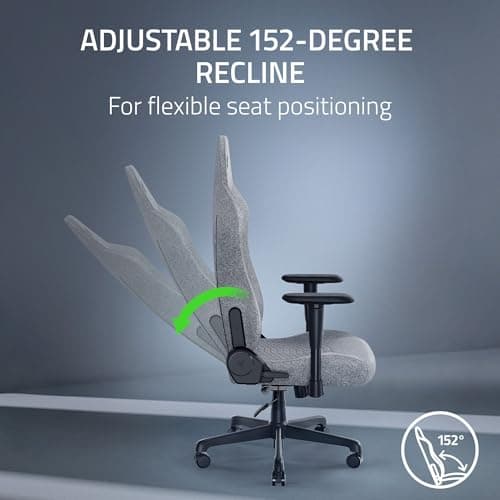 Razer Iskur V2 X Ergonomic Gaming Chair: Built-in Lumbar Support - Widened Seat - High Density Foam Cushions - Adjustable 152 Degree Recline - 2D Armrests - Plush Fabric Finish - Light Gray Edition