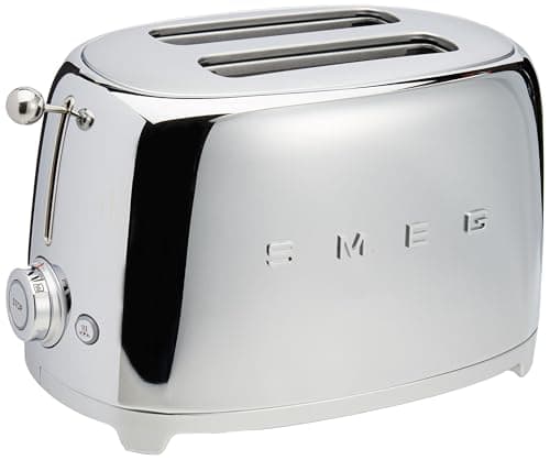 SMEG 2 Slice Toaster with 6 Presets and Defrost Function and Removable Crumb Tray TSF01SSMUS, Stainless Steel