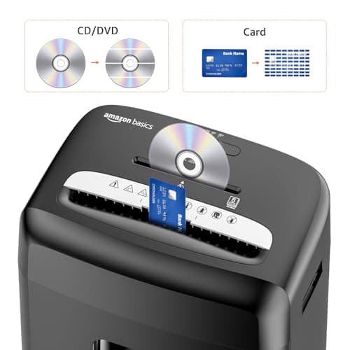 Amazon Basics Micro Cut Paper Shredder, CD, and Credit Card Shredder, 8 Sheet (New Model), Black