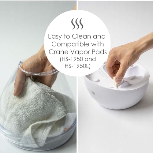 Crane White Drop 4 in 1 Ultrasonic Cool Mist Top Fill Humidifier with Sound Machine, 1 Gallon Tank, For Large Rooms, Clear and White, Baby Nursery Humidifier