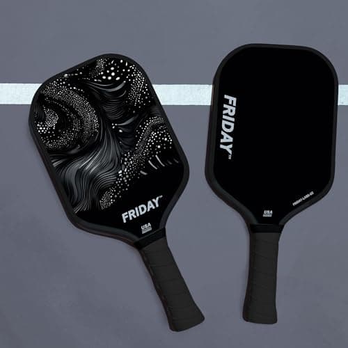 Friday Pickleball Paddle, USA Pickleball Approved, Durable Carbon Fiber, Thermoformed Unibody Design, Honeycomb Core, Gritty Surface for Spin