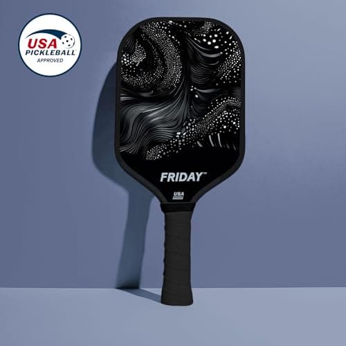 Friday Pickleball Paddle, USA Pickleball Approved, Durable Carbon Fiber, Thermoformed Unibody Design, Honeycomb Core, Gritty Surface for Spin