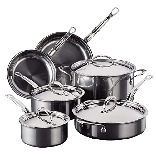 Hestan - NanoBond Collection - Titanium Stainless Steel 10-Piece Ultimate Cookware Set - Toxin, PFAS, & Chemical Free Clean Cookware, Induction Cooktop Compatible
