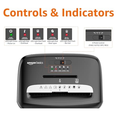 Amazon Basics Micro Cut Paper Shredder, CD, and Credit Card Shredder, 8 Sheet (New Model), Black