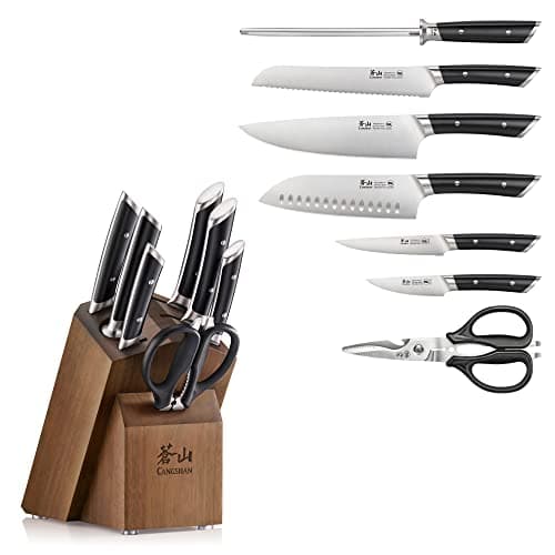 Cangshan HELENA Series German Steel Forged Knife Block Set (8-Piece, Black)