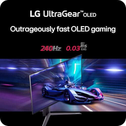 LG ‎27GS95QE 27-inch Ultragear OLED Gaming Monitor QHD 1440p 240Hz 0.03ms DisplayHDR True Black 400 AMD FreeSync Premium Pro NVIDIA G-Sync HDMI 2.1 DisplayPort Tilt/Height/Swivel Stand Black