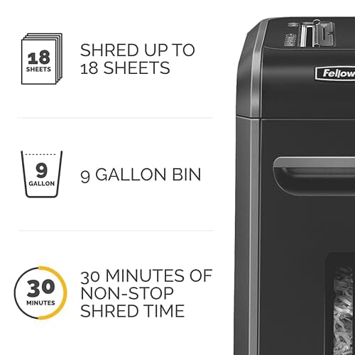 Fellowes Powershred 99Ci 18-Sheet 100% Jam-Proof Heavy Duty Crosscut Paper Shredder Machine for Office and Home, Black/Gray 3229904