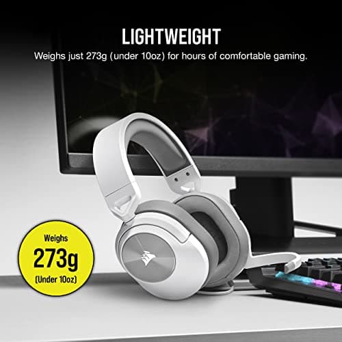 Corsair HS55 Stereo Gaming Headset (Leatherette Memory Foam Ear Pads, Lightweight, Omni-Directional Microphone, PC, Mac, PS5/PS4, Xbox Series X | S, Nintendo Switch, Mobile Compatibility) White