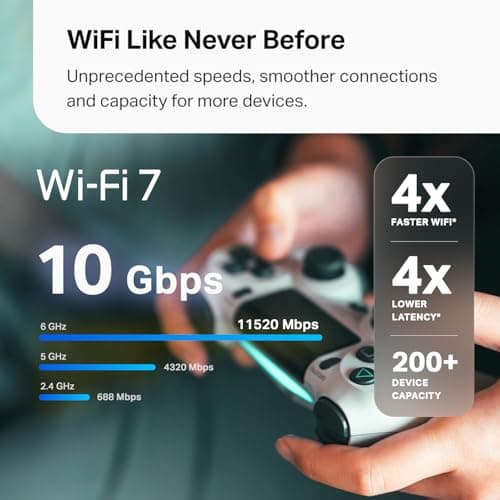 TP-Link 𝐃𝐞𝐜𝐨 BE63 Tri-Band WiFi 7 BE10000 Whole Home Mesh System- 6-Stream 10 Gbps, 4x2.5G Ports Wired Backhaul, 4X Smart Internal Antennas, VPN, MU-MIMO, HomeShield, Free Expert Support (2-Pack)
