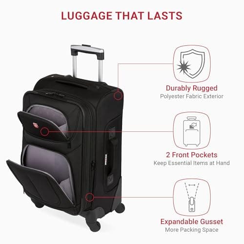 SwissGear Sion Softside Expandable Luggage, Black, Carry-On 21-Inch