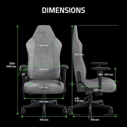 Razer Iskur V2 X Ergonomic Gaming Chair: Built-in Lumbar Support - Widened Seat - High Density Foam Cushions - Adjustable 152 Degree Recline - 2D Armrests - Plush Fabric Finish - Light Gray Edition