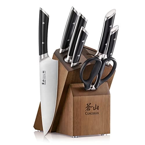 Cangshan HELENA Series German Steel Forged Knife Block Set (8-Piece, Black)