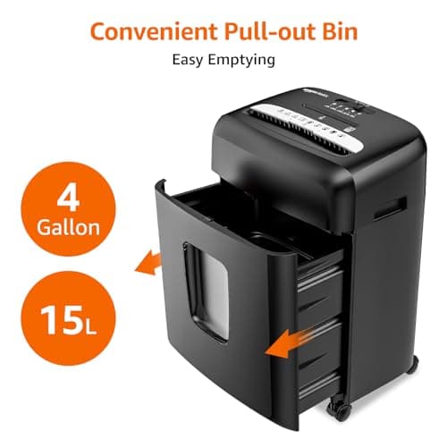 Amazon Basics Micro Cut Paper Shredder, CD, and Credit Card Shredder, 8 Sheet (New Model), Black