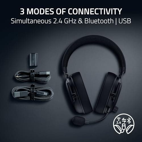 Razer BlackShark V3 Wireless Gaming Headset for PC: 50mm Drivers - Super Wideband Mic - 2.4 GHz, Bluetooth, USB - Works with Mac, PS5, Nintendo Switch, Smartphone - 70 Hr Battery - Black