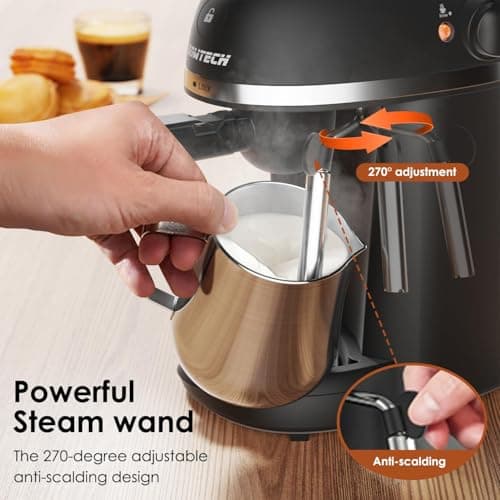 Espresso Coffee Machine Cappuccino Latte Maker 3.5 Bar 1-4 Cup with Steam Milk Frother, Black