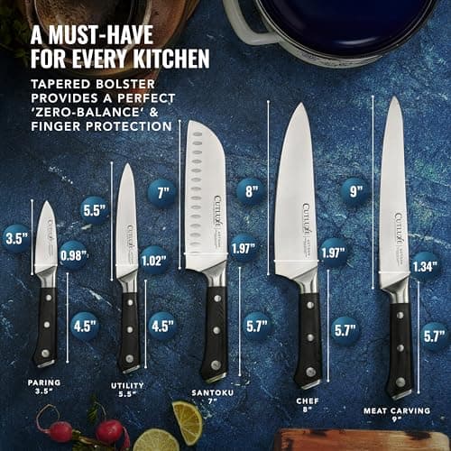 Cutluxe Kitchen Knives, 5 Pcs Chef's Knife Set – Razor Sharp German Steel, Full Tang, Ergonomic Handles – Artisan Series