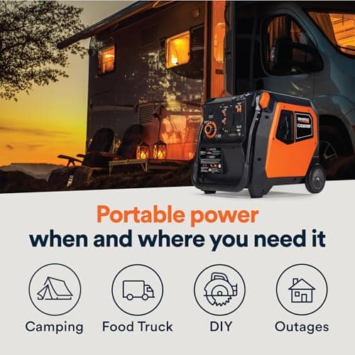 Generac 5,200-Watt Dual-Fuel Portable Inverter Generator - Gas and Propane Compatible - Compact and Lightweight Design - Clean, Stable Power - COsense Technology - Orange/Black - 50 State Compliant