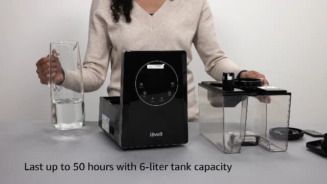 LEVOIT LV600HH 6L Warm and Cool Mist Ultrasonic Humidifier, Rapid Humidification for Bedroom Large Room, Essential Oil Diffuser, Humidity Setting with Built-in Sensor, Auto Mode, Timer, Remote Control