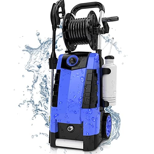Suyncll Pressure Washer, 2.1GPM Electric Power Washer,2000W High Pressure Washer, Professional Washer Cleaner, with Soap Bottle and Hose Reel, Best for Cleaning Cars,Driveways,Patios