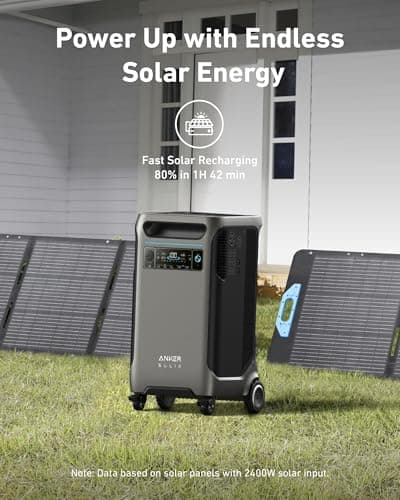 Anker SOLIX F3800 Portable Power Station with 2× 200W Solar Panels, 3,840Wh LiFePO4 Battery, 120V/240V 6,000W AC Output, Solar Generator for Home Use, RVs, Emergencies, Outages, and Outdoor Camping