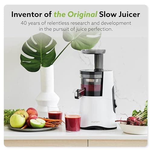 Hurom H-AA Cold Press Juicer Machine, Easy to Clean Masticating Slow Juicer, Coarse Strainer, Adjustable Lever, Minimal Juice Pulp, High Nutrient Extraction (Black)