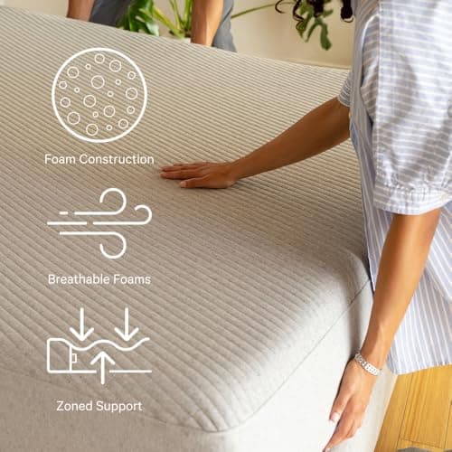Casper Sleep Original Foam, Queen Size Memory Foam Mattress - Medium Firm Bed in a Box with Zoned SupportTM - 100-Night Trial - CertiPUR-US Mattress, Light Grey