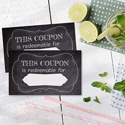 50 Coupon Cards, Coupons for Mom, Wife, Husband, Business, Business Blank Coupons Gift Certificates Vouchers.